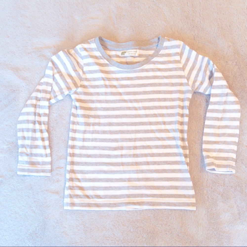 Monica + Andy Organic Striped Long Sleeve T-Shirt Gray and White 4T
